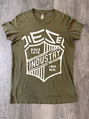 Diesel Olive Green Graphic Shield Tee
